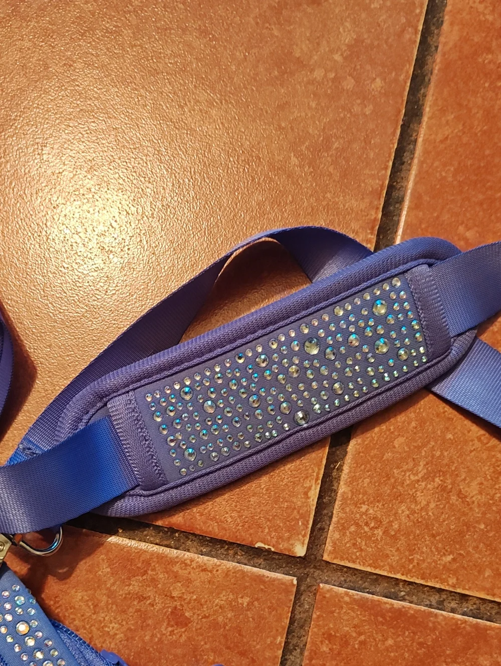 Blue Rhinestone Crossbody Phone Holster with Adjustable Strap